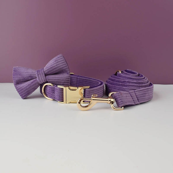PERSONALIZZABILE - SET COLLARE PER CANI IN VELLUTO VIOLA A COSTE