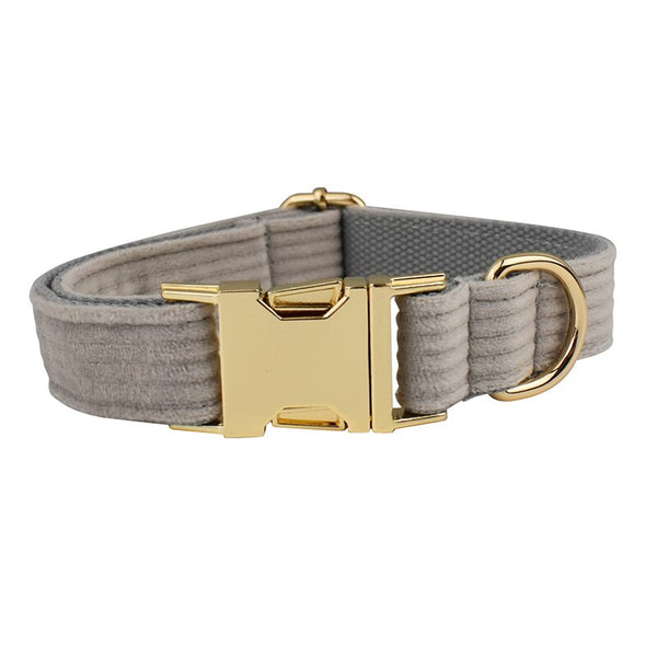 PERSONALIZZABILE - SET COLLARE PER CANI IN VELLUTO GRIGIO A COSTE