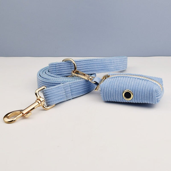 PERSONALIZZABILE - SET PETTORINA PER CANI IN VELLUTO CELESTE A COSTE