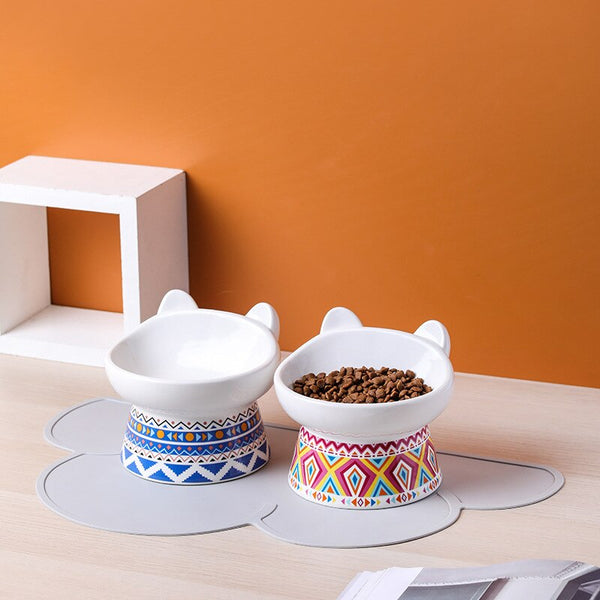 BOHO CERAMIC RAISED DOG BOWL