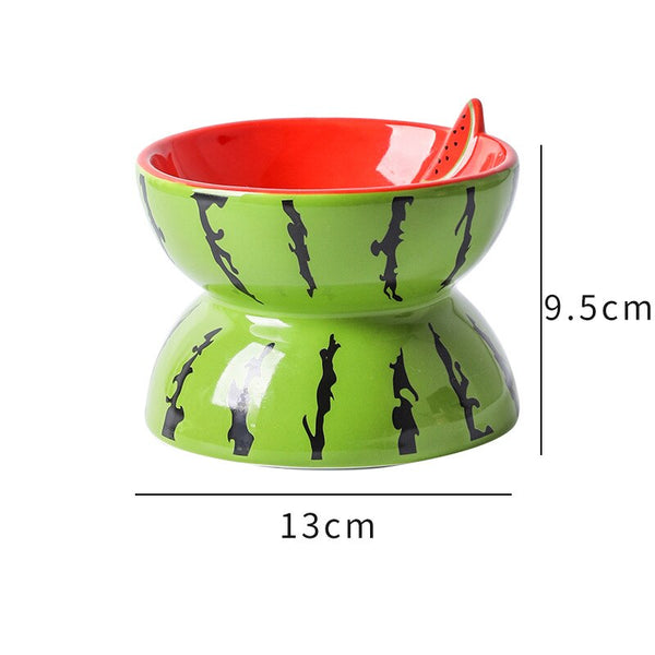 CIOTOLA PER CANI RIALZATA IN CERAMICA FRUTTI