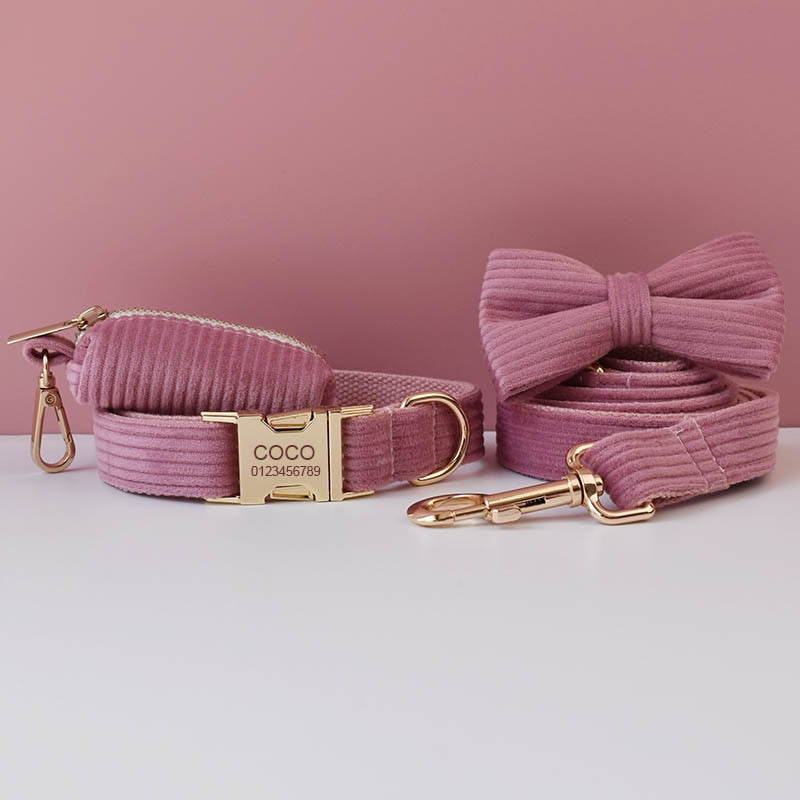 PERSONALIZZABILE - SET COLLARE PER CANI IN VELLUTO CAMELIA A COSTE