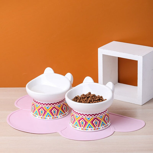 BOHO CERAMIC RAISED DOG BOWL