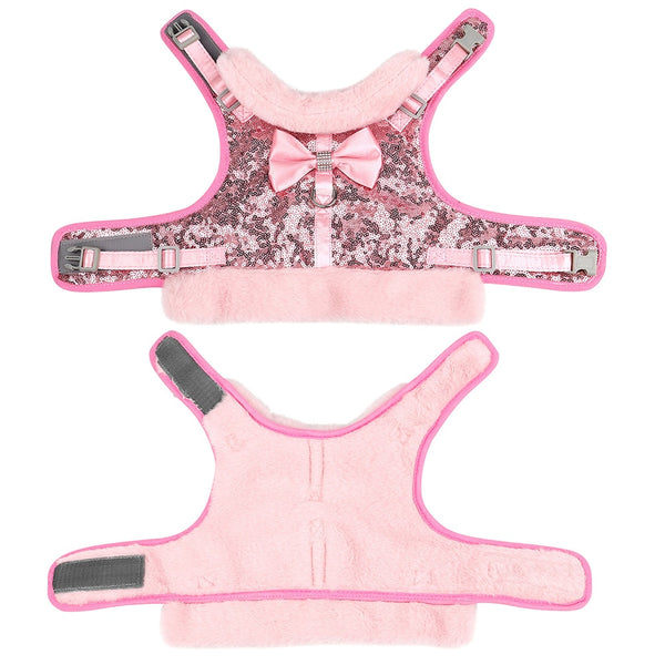 SET PETTORINA PER CANI PAILLETTES CON FIOCCO E PELLICCIA