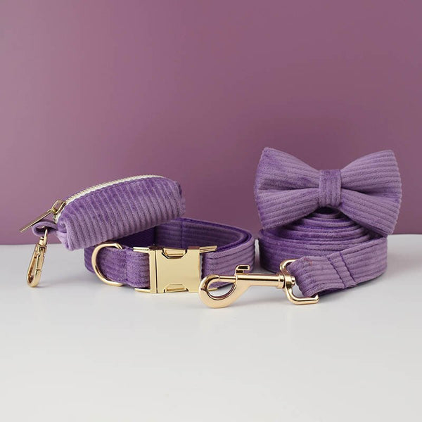 PERSONALIZZABILE - SET COLLARE PER CANI IN VELLUTO VIOLA A COSTE