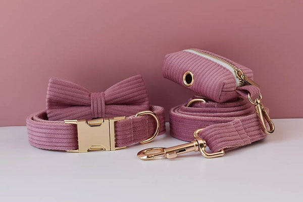 PERSONALIZZABILE - SET COLLARE PER CANI IN VELLUTO CAMELIA A COSTE