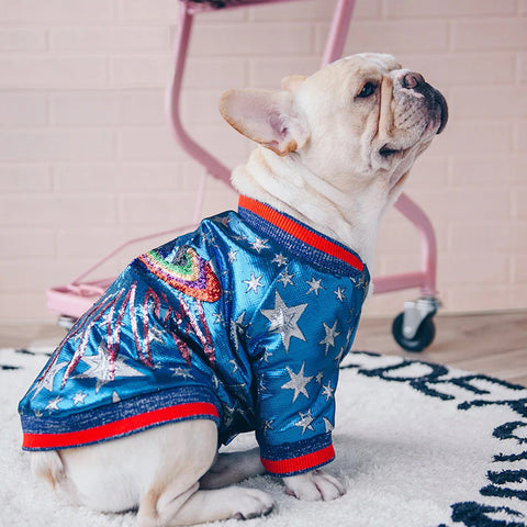 GIUBBOTTO PER CANI DISCO SPACE CON PAILLETTES