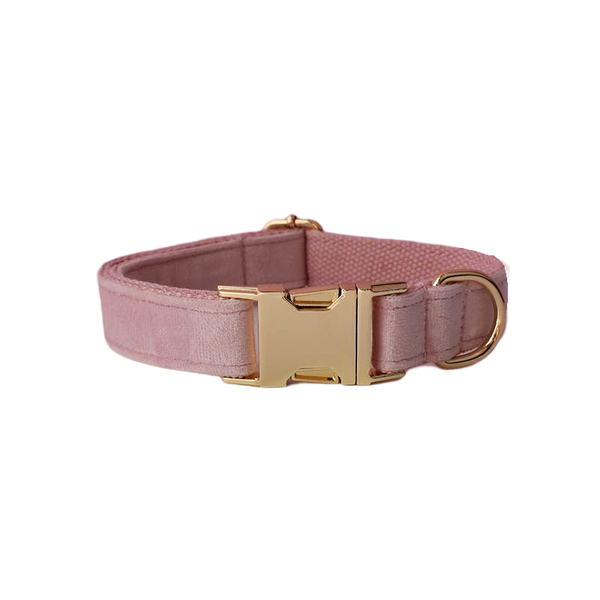 PERSONALIZZABILE - SET COLLARE PER CANI IN VELLUTO ROSA DALIA
