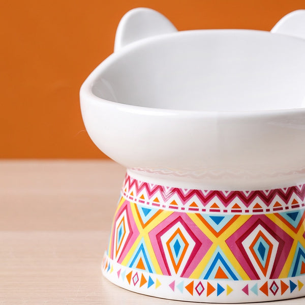BOHO CERAMIC RAISED DOG BOWL