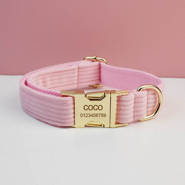 PERSONALIZZABILE - SET PETTORINA PER CANI IN VELLUTO ROSA CONFETTO A COSTE