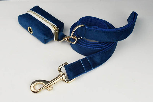 PERSONALIZZABILE - SET PETTORINA PER CANI IN VELLUTO BLU