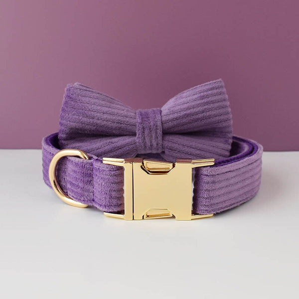 PERSONALIZZABILE - SET COLLARE PER CANI IN VELLUTO VIOLA A COSTE