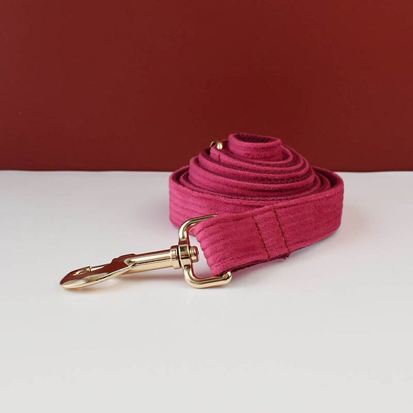 PERSONALIZZABILE - SET COLLARE PER CANI IN VELLUTO ROSA FRAGOLA A COSTE