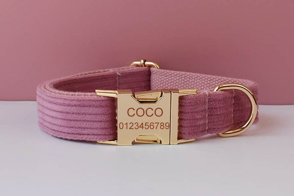 PERSONALIZZABILE - SET COLLARE PER CANI IN VELLUTO CAMELIA A COSTE