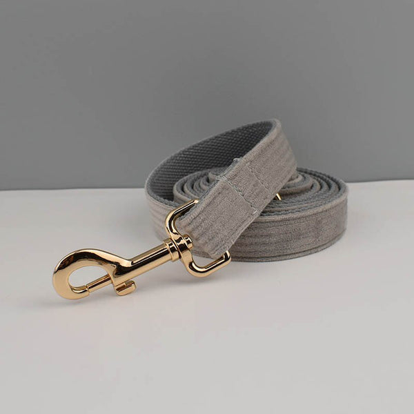 PERSONALIZZABILE - SET COLLARE PER CANI IN VELLUTO GRIGIO A COSTE