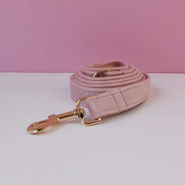 PERSONALIZZABILE - SET COLLARE PER CANI IN VELLUTO ROSA DALIA