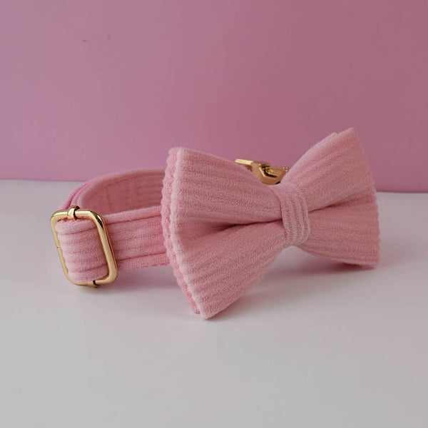 PERSONALIZZABILE - SET COLLARE PER CANI IN VELLUTO ROSA CONFETTO A COSTE