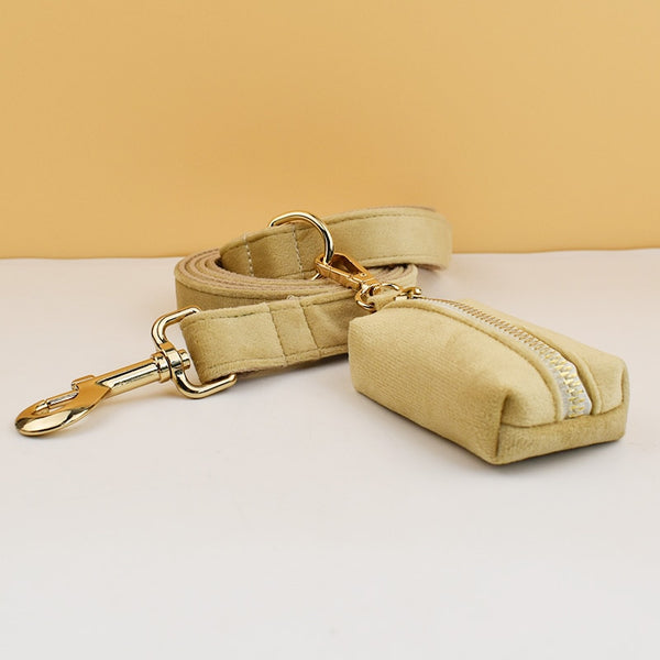 PERSONALIZZABILE - SET PETTORINA PER CANI IN VELLUTO BEIGE