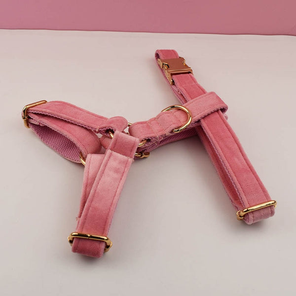PERSONALIZZABILE - SET PETTORINA PER CANI IN VELLUTO ROSA