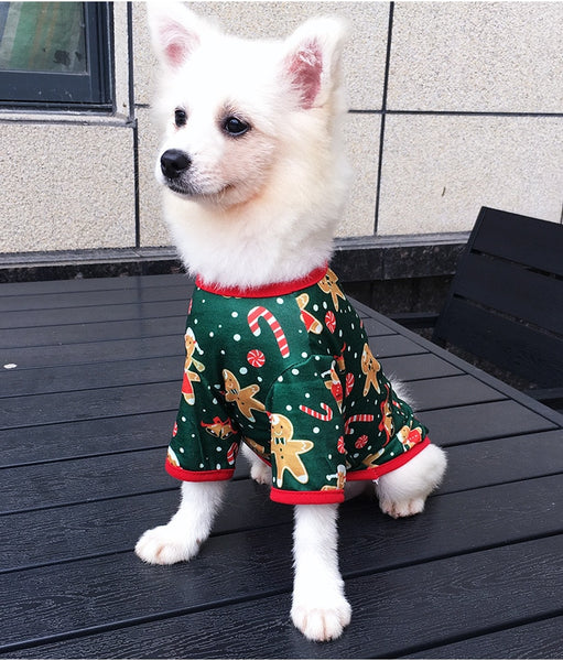 CHRISTMAS PAJAMAS FOR DOGS WITH GINGERBREAD COOKIES