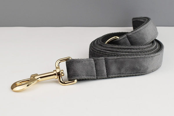 PERSONALIZZABILE - SET PETTORINA PER CANI IN VELLUTO GRIGIO SCURO