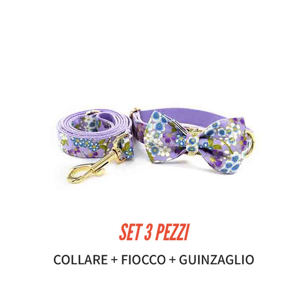 PERSONALIZZABILE - SET COLLARE PER CANI FIORI VIOLA