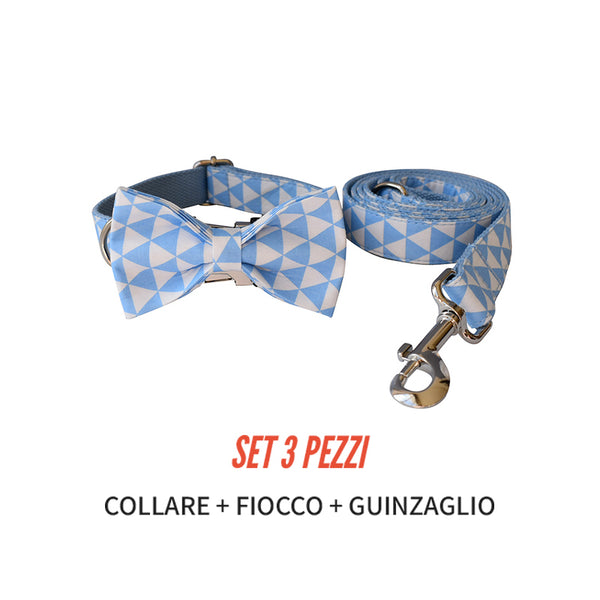PERSONALIZZABILE - SET COLLARE PER CANI TRIANGOLI CELESTE