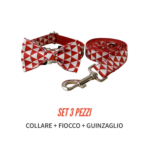 PERSONALIZZABILE - SET COLLARE PER CANI TRIANGOLI ROSSO