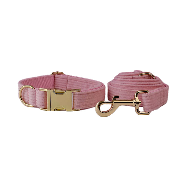 PERSONALIZZABILE - SET COLLARE PER CANI IN VELLUTO ROSA CONFETTO A COSTE
