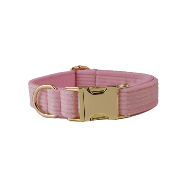 PERSONALIZZABILE - SET COLLARE PER CANI IN VELLUTO ROSA CONFETTO A COSTE