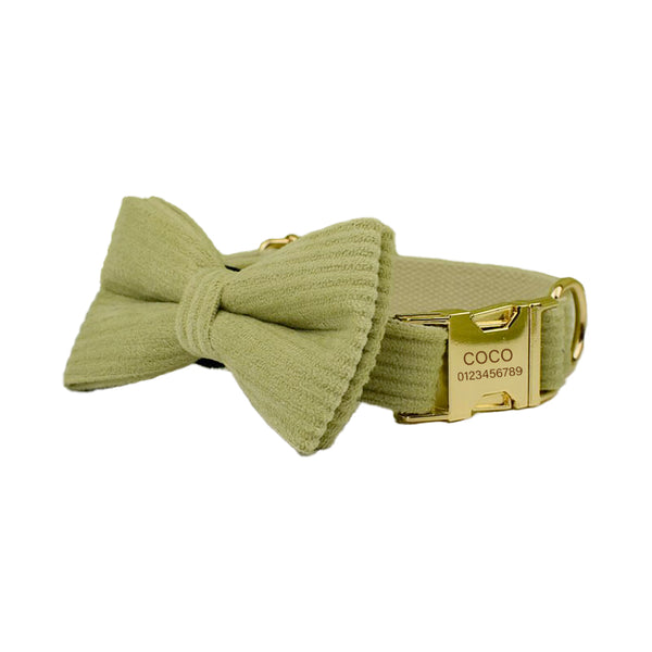 PERSONALIZZABILE - SET COLLARE PER CANI IN VELLUTO PISTACCHIO A COSTE