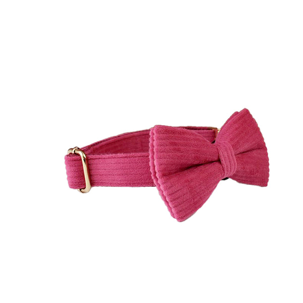 PERSONALIZZABILE - SET COLLARE PER CANI IN VELLUTO ROSA FRAGOLA A COSTE