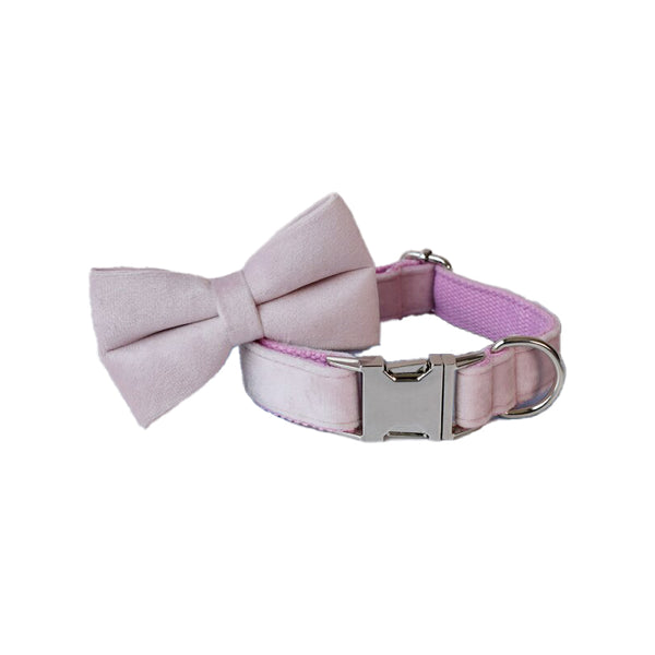 PERSONALIZZABILE - SET COLLARE PER CANI IN VELLUTO ROSA TENUE