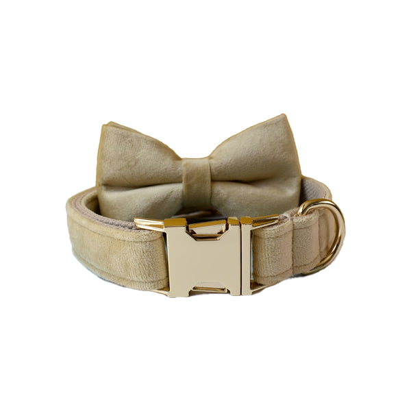 PERSONALIZZABILE - SET COLLARE PER CANI IN VELLUTO GRANO