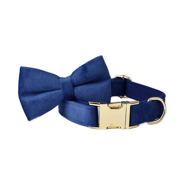 PERSONALIZZABILE - SET COLLARE PER CANI IN VELLUTO BLU