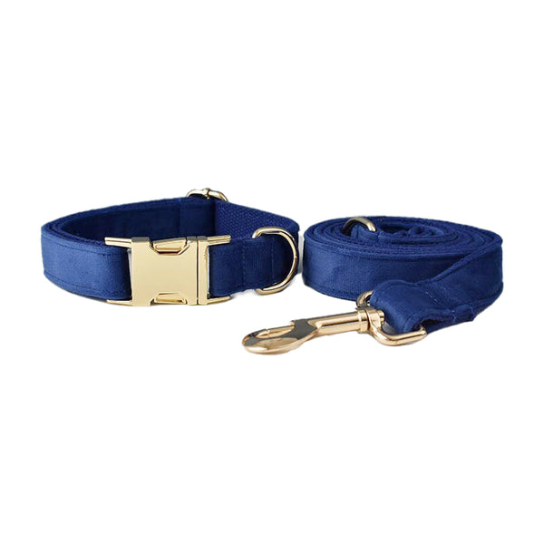 PERSONALIZZABILE - SET COLLARE PER CANI IN VELLUTO BLU
