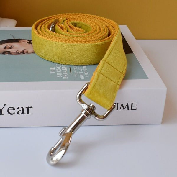 PERSONALIZZABILE - SET COLLARE PER CANI IN VELLUTO GIALLO