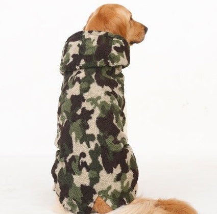 CAMOUFLAGE FLEECE FUR JACKET FOR LARGE DOGS