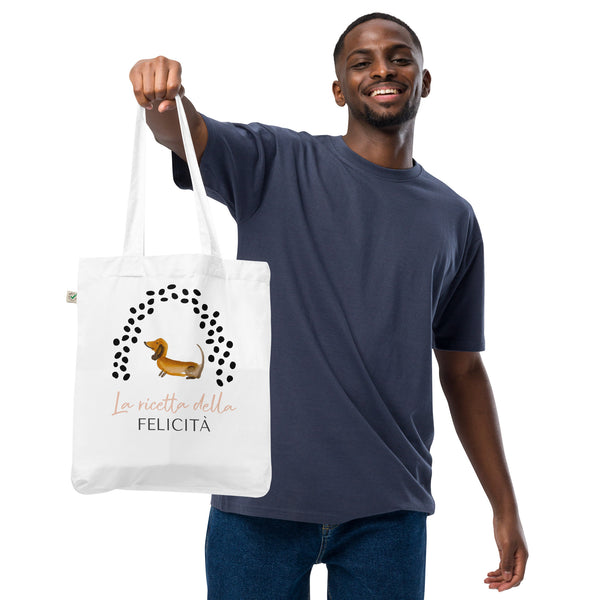 THE RECIPE FOR HAPPINESS - Shopping bag in organic fabric