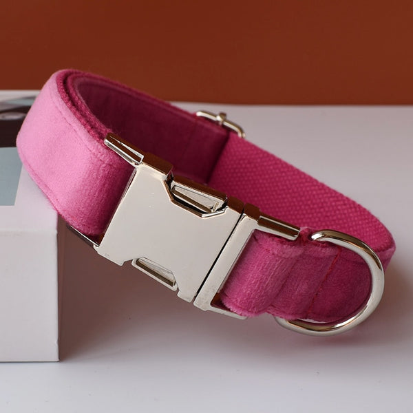 PERSONALIZZABILE - SET COLLARE PER CANI IN VELLUTO PEONIA