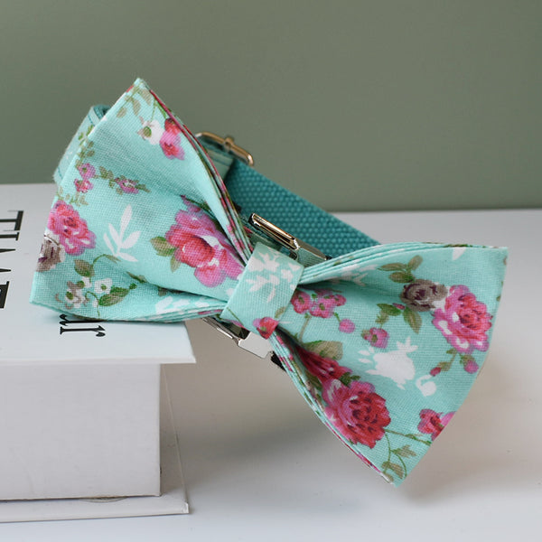 PERSONALIZZABILE - SET COLLARE PER CANI A FIORI AZZURRO
