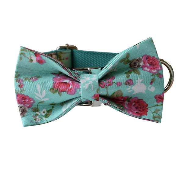 PERSONALIZZABILE - SET COLLARE PER CANI A FIORI AZZURRO