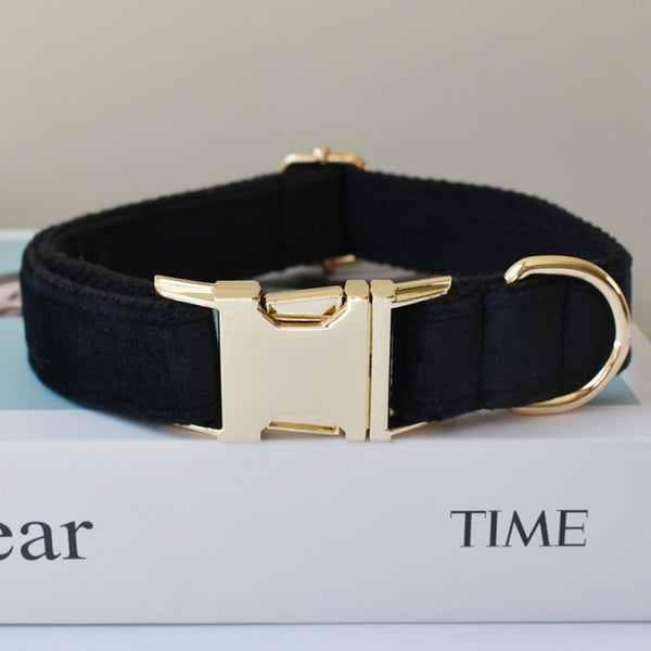 PERSONALIZZABILE - SET COLLARE PER CANI IN VELLUTO NERO
