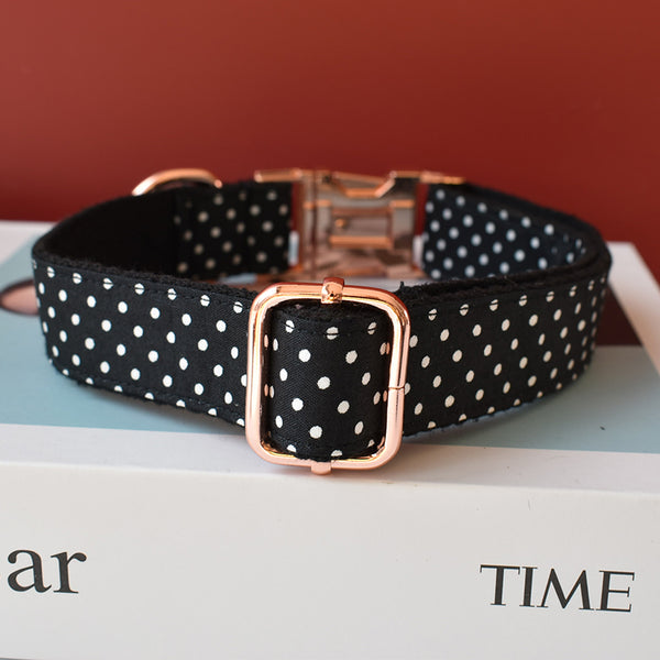 PERSONALIZZABILE - SET COLLARE PER CANI A POIS NERO