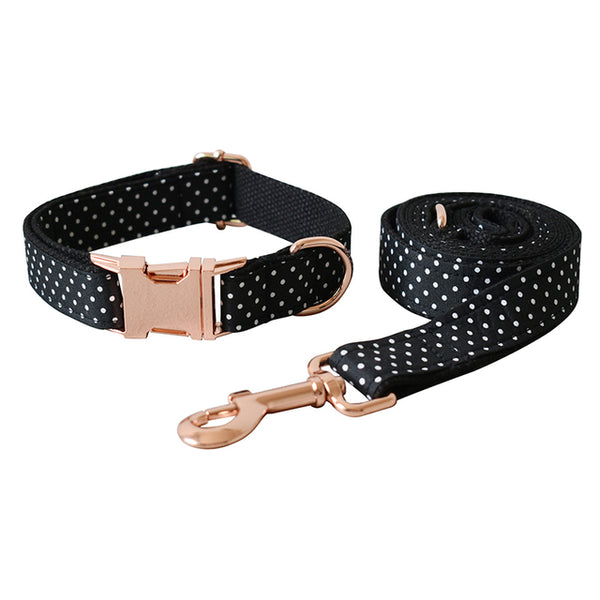 PERSONALIZZABILE - SET COLLARE PER CANI A POIS NERO