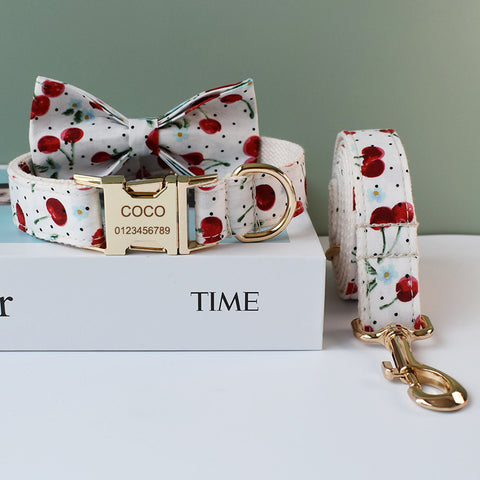 PERSONALIZZABILE - SET COLLARE PER CANI CILIEGIE