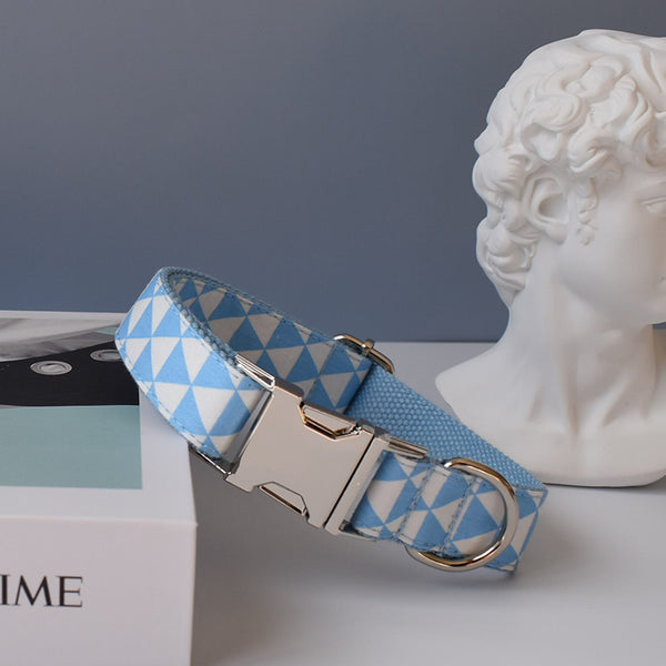 PERSONALIZZABILE - SET COLLARE PER CANI TRIANGOLI CELESTE