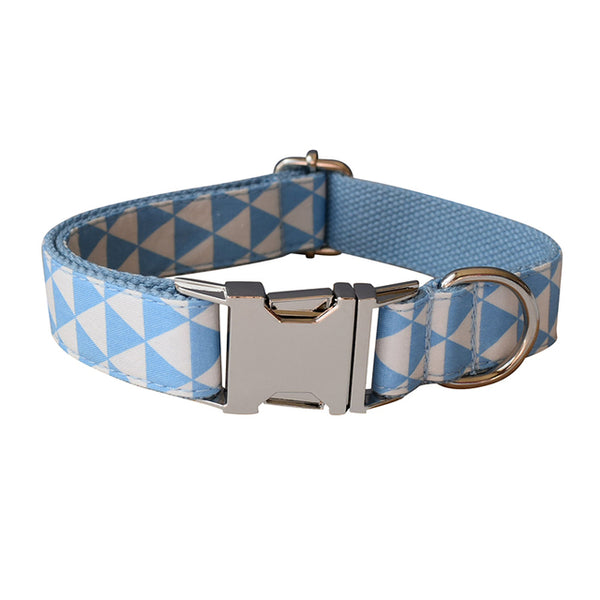 PERSONALIZZABILE - SET COLLARE PER CANI TRIANGOLI CELESTE