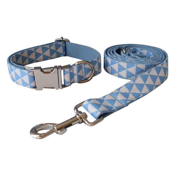 PERSONALIZZABILE - SET COLLARE PER CANI TRIANGOLI CELESTE
