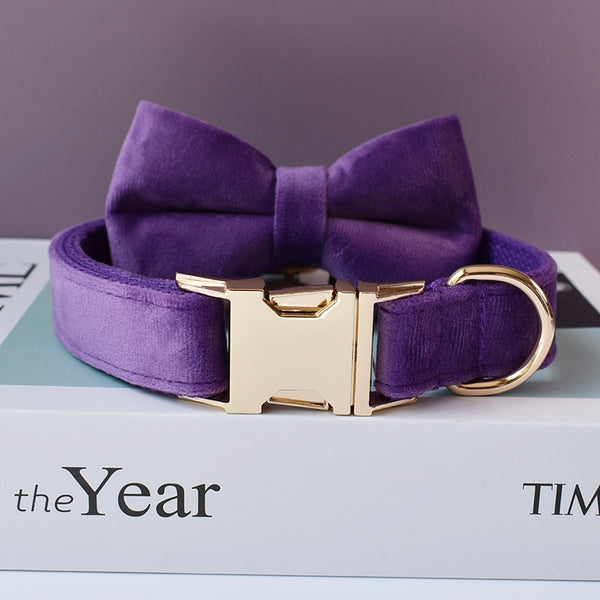 PERSONALIZZABILE - SET COLLARE PER CANI IN VELLUTO VIOLA